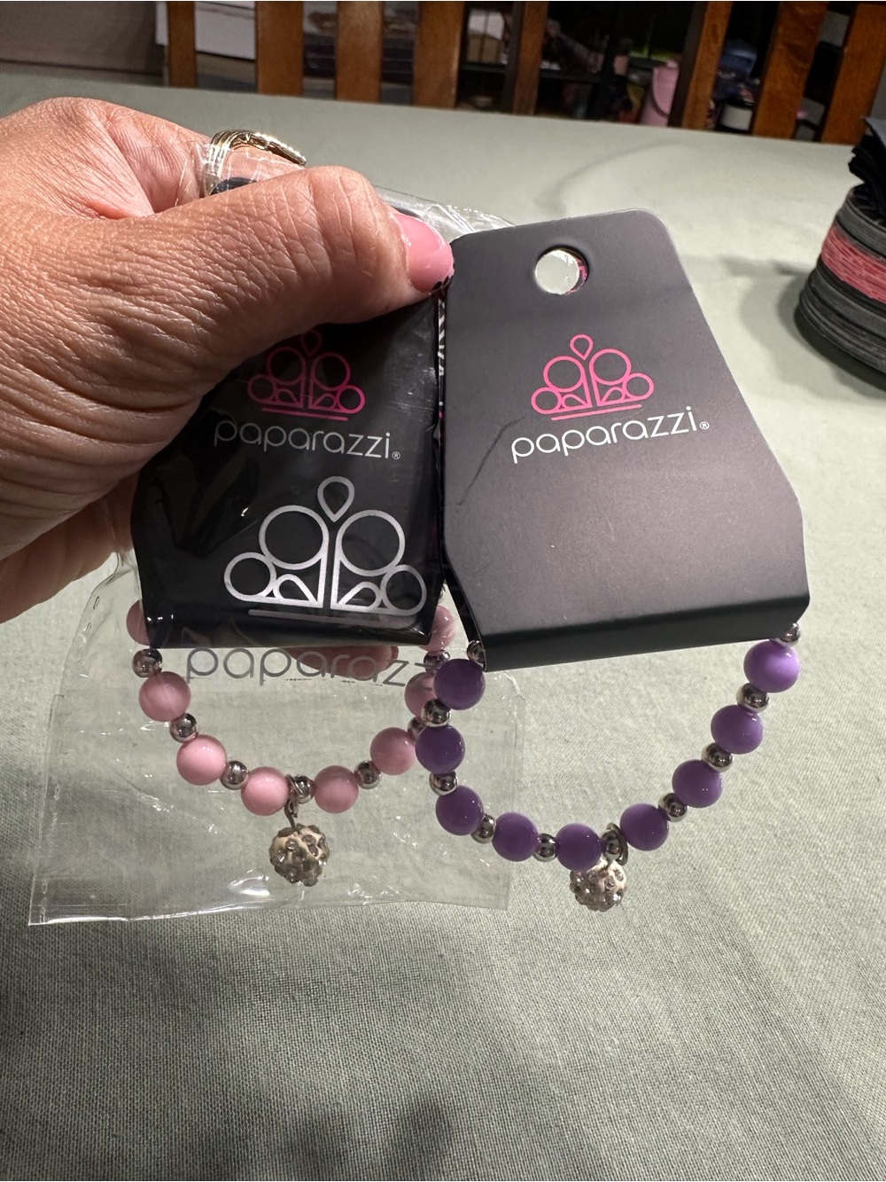 paparazzi Pink and Purple Beaded Stretch Bracelet Set